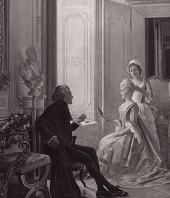 1800s Jules GIRARDET Antique Print Maid Combing a Woman's Hair FRAMED SIGNED