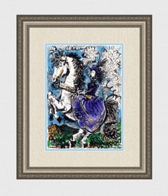 1961 PABLO PICASSO Color "Woman in Purple on White Horse" Lithograph FRAMED