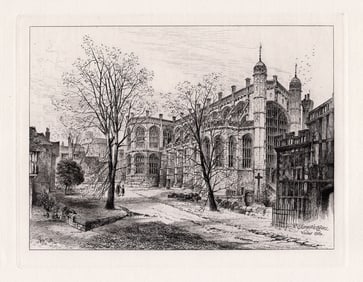 1885 Herbert Railton St. George's Chapel etching signed