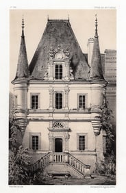 Victor Petit 1800s Original Lithograph Old Villiers Castle Signed Framed