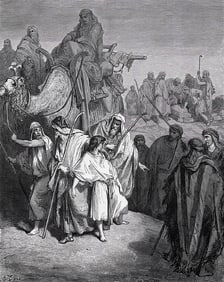 1800s Gustave DORE Biblical Woodcut Joseph Sold by His Brothers SIGNED FRAMED