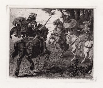 George George Jacomb-Hood Combat of St. George and Sansfoy 1882 etching