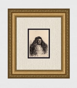 1800s REMBRANDT Etching B341 Study For The Jewish Bride DURAND Original Framed