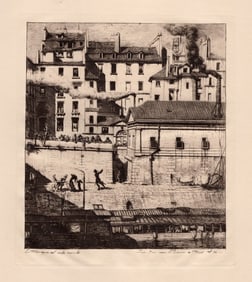 Charles MERYON SIGNED Etching THE MORTUARY, PARIS Framed