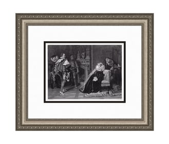 Carlo Piloty The Death Warrant-Mary Queen of Scots engraving signed