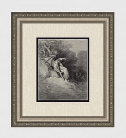 Gustave Dore Satan's Plan (Milton's Paradise Lost) c. 1880 Woodcut Signed