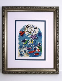 1962 Marc Chagall Color Lithograph Jerusalem Windows "Reuben" Framed