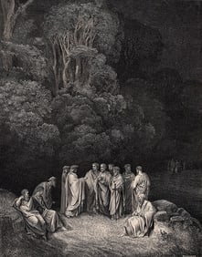 Gustave Dore Limbo The Bright School (Dante's Divine Comedy Enferno) c. 1880 Woodcut