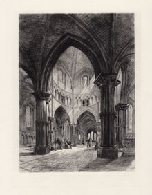 Alfred Louis Brunet-Debaines The Temple Church 1888 etching