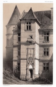 Original Victor Petit 1800s Lithograph Chateau De Folin Signed Framed