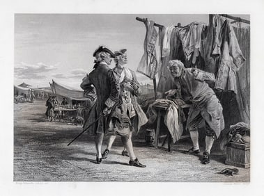 KEELEY HALSWELLE 1800s Engraving Altercation of the Peddler & Cleveland Framed