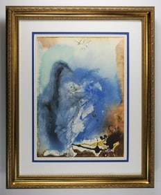 Dali Sea and Land 1967 Biblia Sacra Original Lithograph Framed