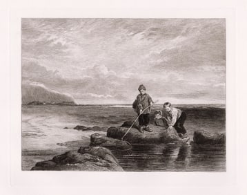 William Collins Prawn Fishing 1889 etching