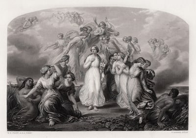 William Edward FROST 1800s Engraving CHASTITY Gallery Framed SIGNED COA