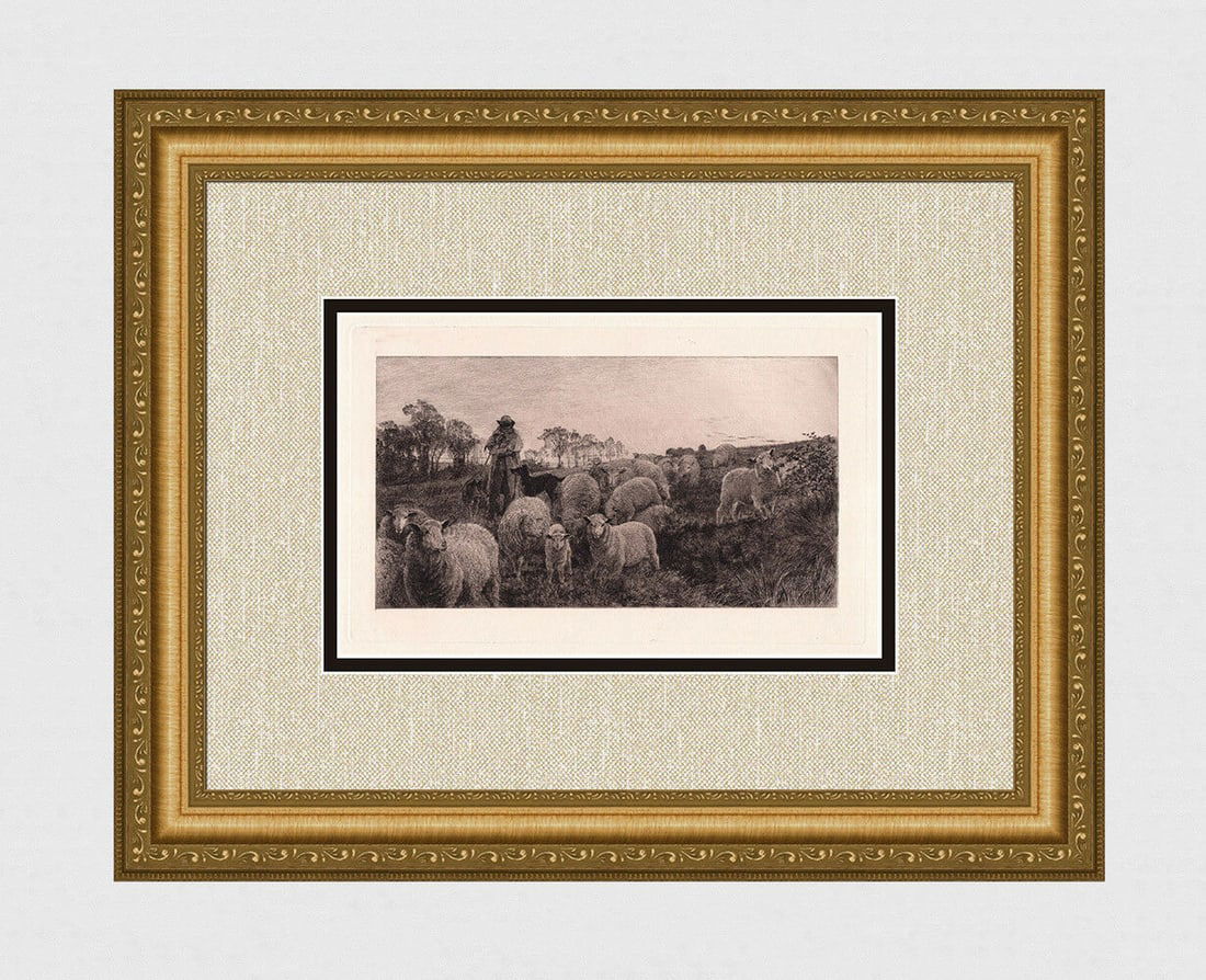 Henry William Banks Davis Returning to Fold 1882 etching (1 of 3)