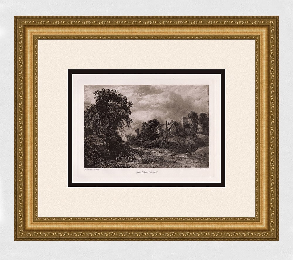 John Constable The Glebe Farm Antique Print signed: John Constable. (English, 1776-1837). The Glebe Farm. Antique Heliogravure on wove paper after the original painting by a Master Engraver Alfred Dawson (British, 1843-1931). 1893. Signed in the plate.