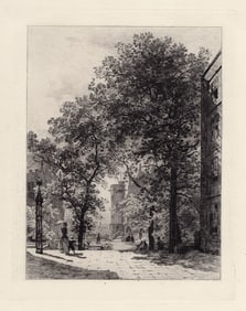 Alfred Louis Fountain Court, Temple 1888 etching
