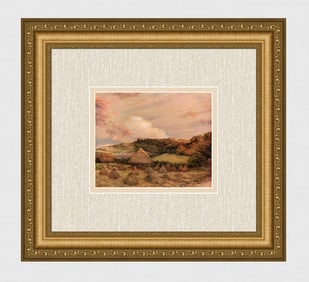 Jean Charles CAZIN Antique Color Print Les Meules FRAMED SIGNED