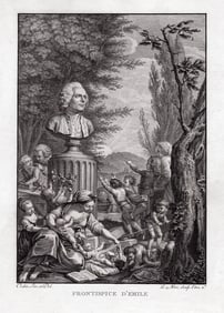 Charles-Nicolas Cochin 1792/93 engraving Frontispiece d'Emile signed