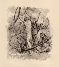 Original 1947 Paul-Emile Becat Nude Limited Lithograph Waiting for Love Framed