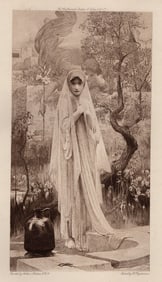 ARTHUR HACKER Etching The Angel Speaks to Mary Signed Framed