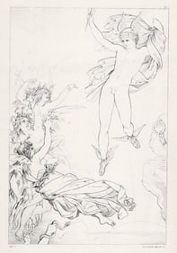 1800s Joseph Noel Paton Engraving Prometheus Unbound Signed Framed