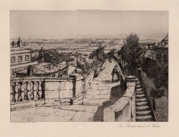 Ethel Stewart ORIGINAL Etching The Borderland of Wales SIGNED Framed