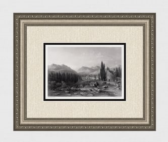 Thomas ALLOM 1800s Engraving "Thyatira" Framed SIGNED