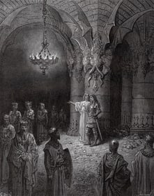 Gustave DORE 1800s Orlando Furioso Woodcut Melissa & Brandamante FRAMED Signed