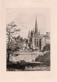 Charles Henri Toussaint The Sainte Chapelle at Paris 1876 etching