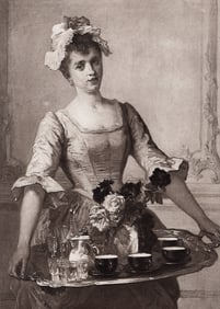 Charles Monginot 1800s Antique Print Soubrette, Louis XV Framed Signed