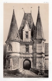 Victor Petit ORIGINAL 1800s Lithograph The Chastenet-Neuf SIGNED Framed