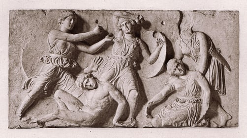 M. Dujardin Combats of Amazons 1881 engraving