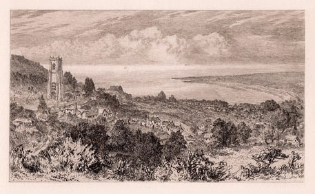 1890 Alfred Dawson Minehead etching signed