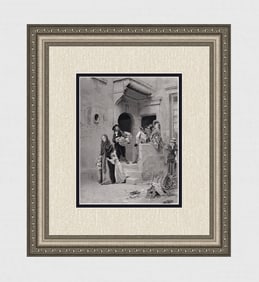 Jules Girardet 1800's Antique Print Edict of Nantes Aftermath Signed Framed