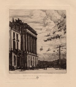 Charles MERYON SIGNED Etching View of the Admiralty, Paris FRAMED