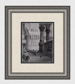 GUSTAVE DORE 1800s Woodcut Astolfo returns to Ethiopia FRAMED SIGNED