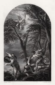 1800s TITIAN Engraving The Martyr Saint Peter FRAMED SIGNED