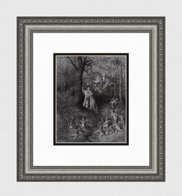 Gustave Dore 1800s Woodcut Orlando Furioso Angelica & Medoro Framed Signed