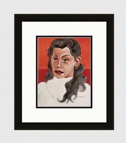 Leon Gischia 1943 Color Lithograph Portrait of a Little Girl SIGNED Framed COA