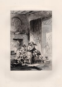 1800s Jean-Honore FRAGONARD Etching Reflexions Apres Coup Framed LIMITED