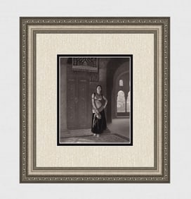 Jean-Leon Gerome 1800s Antique Print Woman with Tambourine Framed