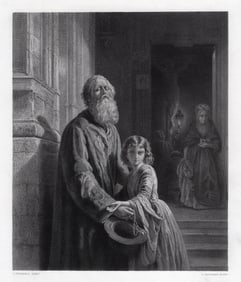 Joseph Lawrens DYCKMANS 1800s Engraving The Blind Beggar FRAMED Signed