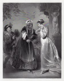 1800s Henry William PICKERSGILL Engraving Florimel & the Witch SIGNED Framed