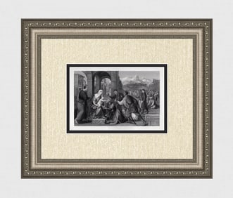 Inspirational Bonifacio Bembo 1800s Engraving "Adoration of the Magi" Framed
