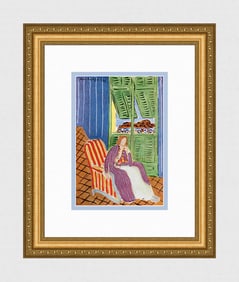 Henri Matisse 1945 Antique Print The Violet Dress (La Robe Violette) signed