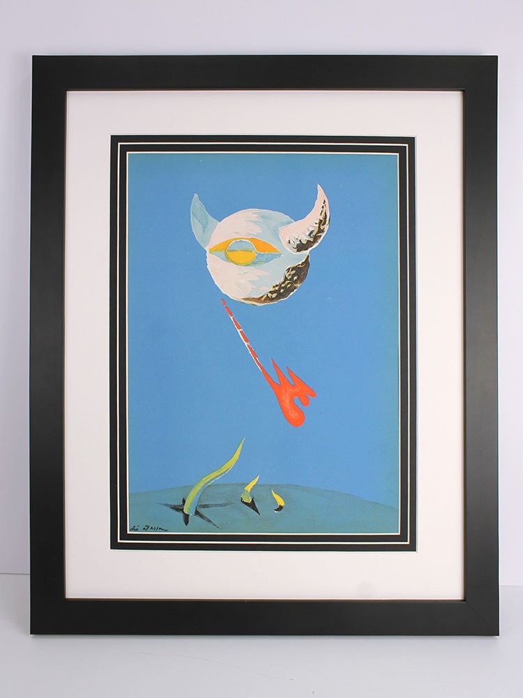 Andre Masson Moon lithograph signed: Andre Masson. (1896-1987). Moon. Original Color Lithograph on Wove Paper. 1938. Signed in the Plate. Excellent. Teriade. Atelier Mourlot. Sheet Size - 10 1/4 x 14 inches. Approximately 16 3/4 x 20 3/8