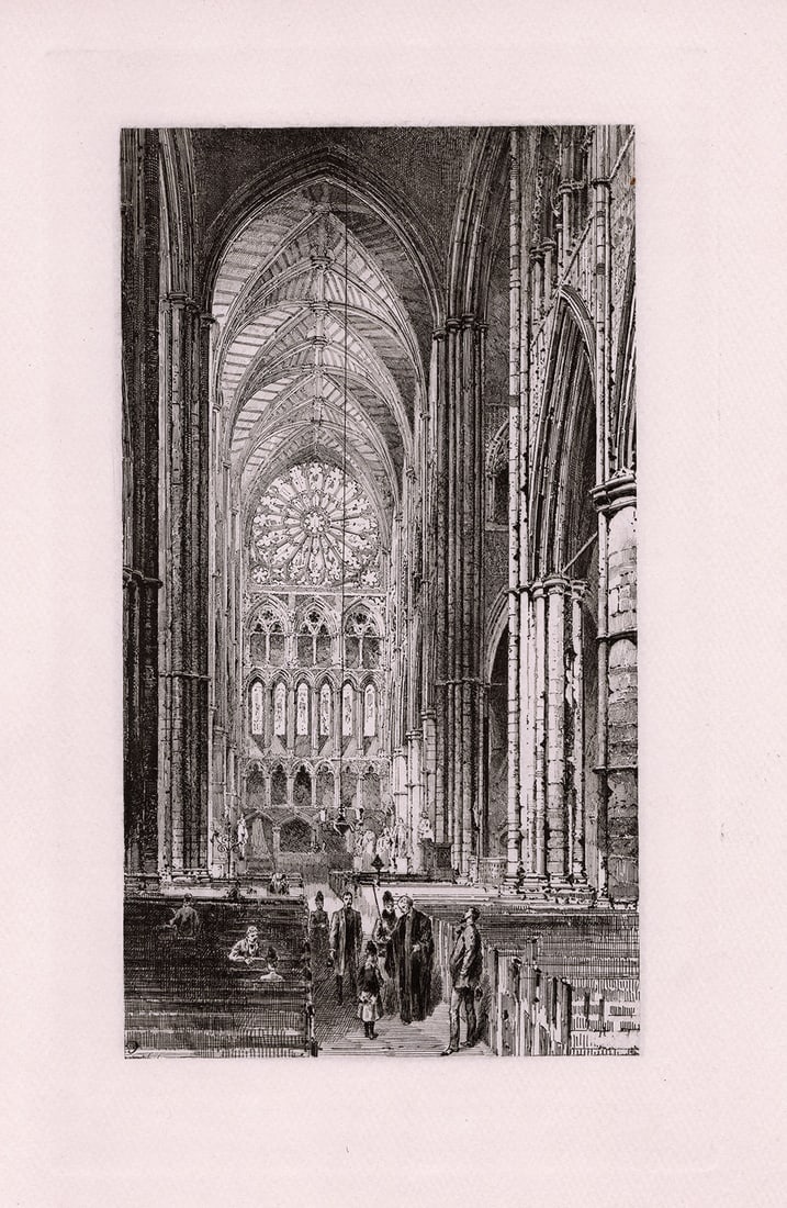 Herbert Railton The North Transept (Westminster) etching signed (1 of 2)