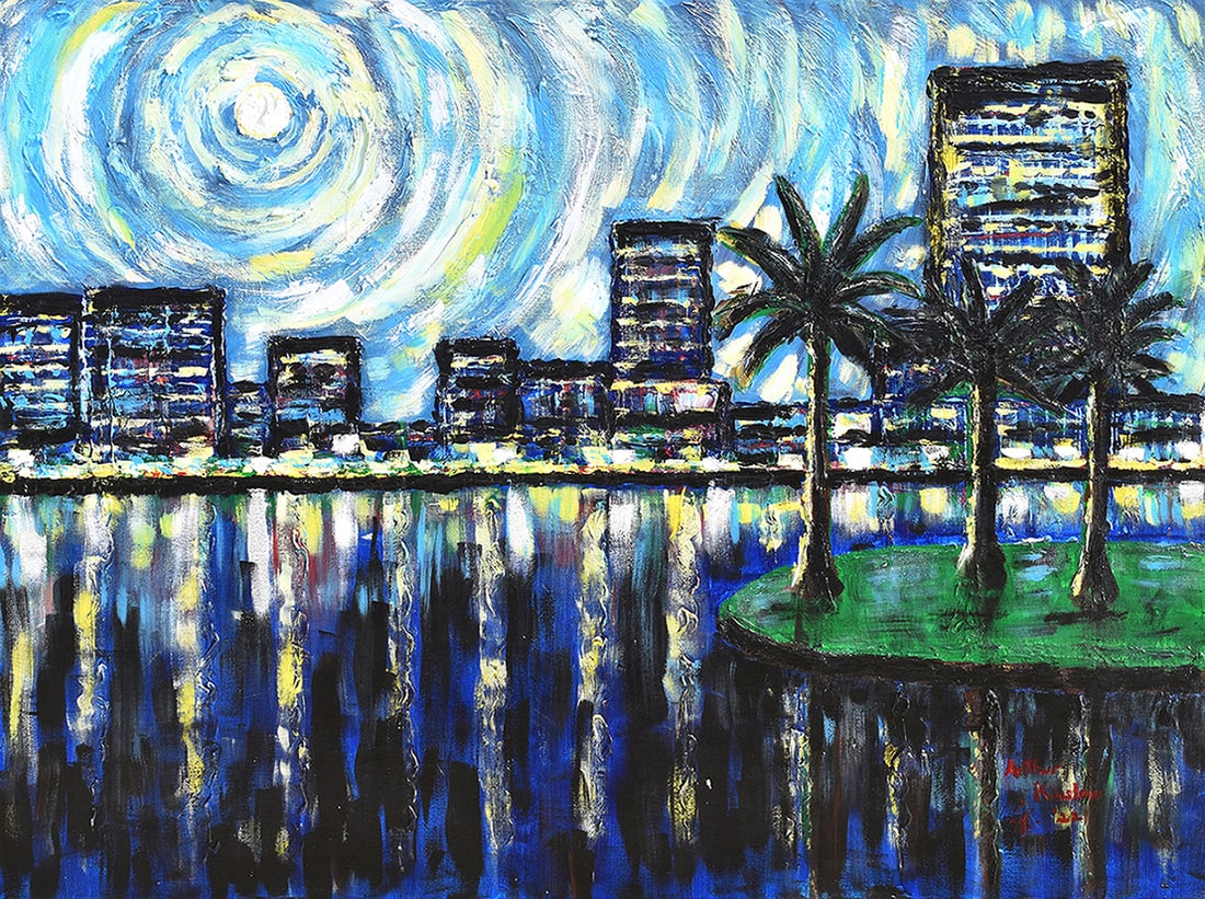 Arthur Kinslow Original Abstract Painting Moonlight 36 x 48 (1 of 3)