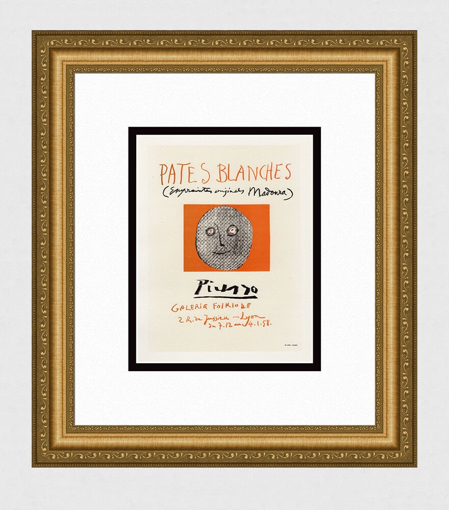 Pablo Picasso Pates Blanches lithograph signed: Pablo Picasso. (1881-1973). Pates Blanches. Color Lithograph after the Original Poster. 1959. Signed in the plate. Excellent. Sauret. Atelier Mourlot. Image Size 6 1/4 x 9 5/8 inches. Approximately 15